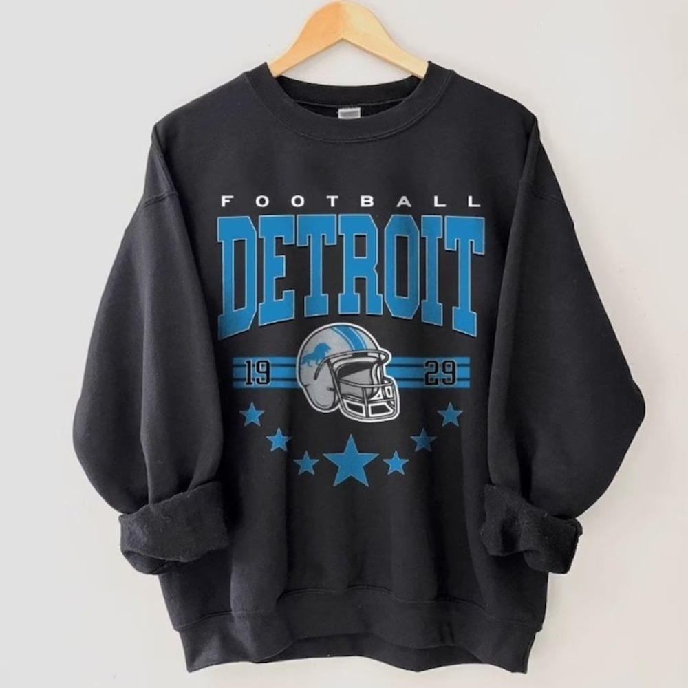 Vintage Detroit Football Sweatshirt, Vintage Style Detroit Football Crewneck